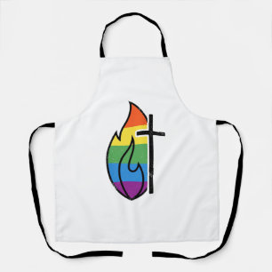 Regenbogen-Flammenkreuz Vintage-Christlicher-Vekto Schürze