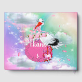 Regenbogen, flauschige Wolken Baby Shower Collecti Gästebuch (Rückseite)