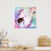 Regenbögen, flauschige Wolken & Butterfly Baby Gir Poster (Küche)