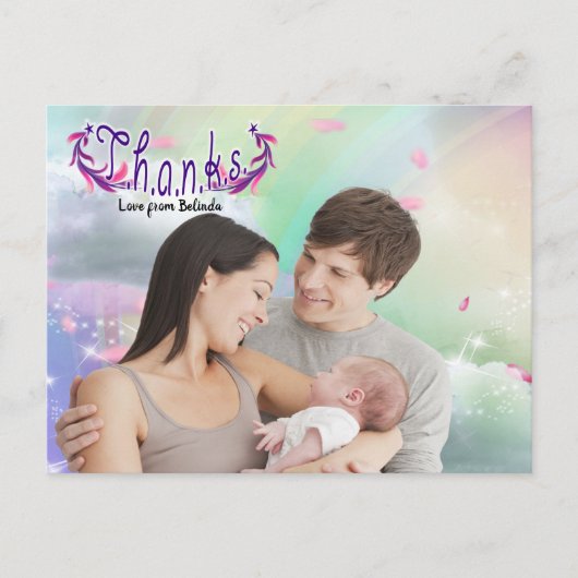 Regenbögen, flauschige Wolken & Schmetterlingsflie Postkarte (Vorderseite)