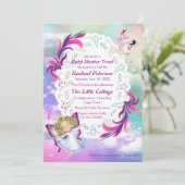 Regenbögen, flauschige Wolken, Schmetterlingswaage Dankeskarte (Stehend Vorderseite)