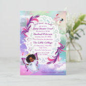 Regenbögen, flauschige Wolken, Schmetterlingswaage Dankeskarte (Stehend Vorderseite)