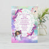 Regenbögen, flauschige Wolken, Schmetterlingswaage Dankeskarte (Stehend Vorderseite)