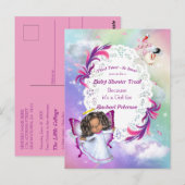 Regenbögen, flauschige Wolken und Schmetterlingswa Postkarte (Vorne/Hinten)