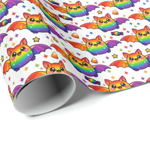 🦇🌈 Regenbogen-Fledermaus-Starsturm-Besatzsocken Geschenkpapier