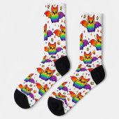 🦇🌈 Regenbogen-Fledermaus-Starsturm-Socken Socken (Linkes Detail)