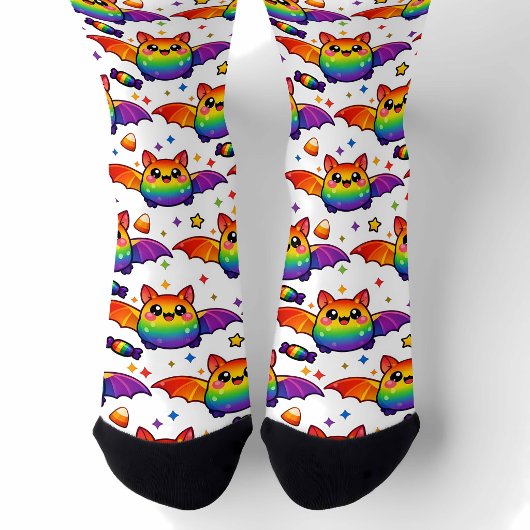 🦇🌈 Regenbogen-Fledermaus-Starsturm-Socken Socken