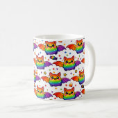 🦇🌈 Regenbogen-Fledermaus-Sternenexplosion-Crewso Kaffeetasse (VorderseiteRechts)