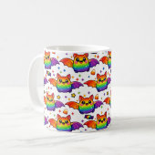 🦇🌈 Regenbogen-Fledermaus-Sternenexplosion-Crewso Kaffeetasse (Vorderseite Links)