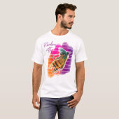 Regenbogen-Fliegenfischköder Retro-Sonnenuntergang T-Shirt (Vorne ganz)