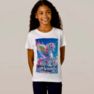Regenbogen Flügel Schreitender Einhorn T-Shirt