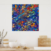 Regenbogen-Fluid-Art-Plakat Poster (Küche)