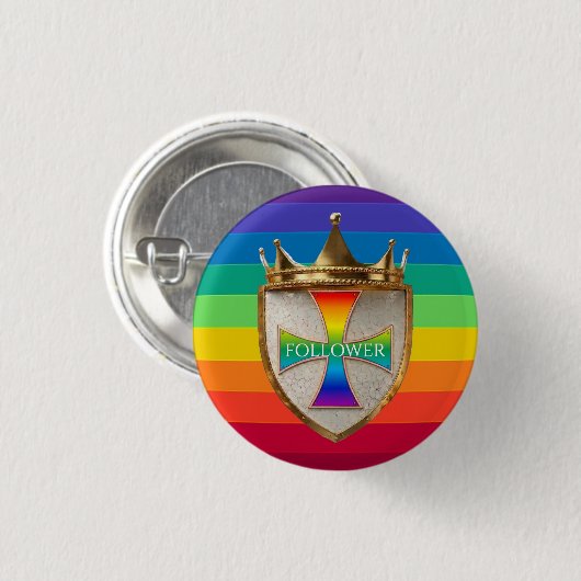 Regenbogen-Follower-Wappen-Button / Abzeichen Button (Vorne & Hinten)