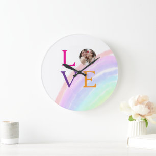 REGENBOGEN-FOTO-BRIEF-STOLZ LGBTQ GESCHENKE INDIVI GROßE WANDUHR