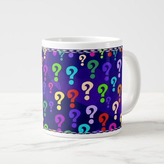 Regenbogen-Fragezeichen Jumbo-Tasse (Vorderseite Rechts)