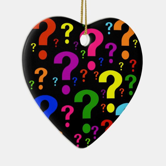 Regenbogen-Fragezeichen Keramik Ornament (Rechts)