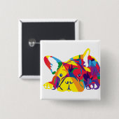 Regenbogen Französische Bulldogge Button (Vorne & Hinten)