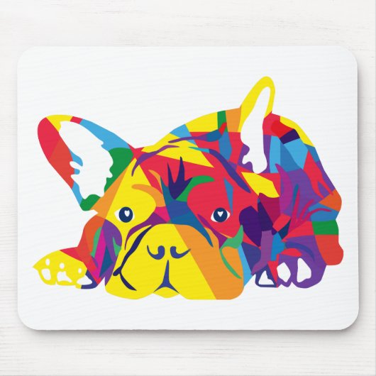 Regenbogen Französische Bulldogge Mousepad (Vorne)
