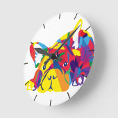 Regenbogen Französische Bulldogge Runde Wanduhr (Winkel)