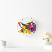 Regenbogen Französische Bulldogge Runde Wanduhr (Zuhause)