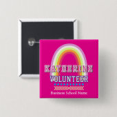 Regenbogen Freiwilliger Hot Pink Button (Vorne & Hinten)