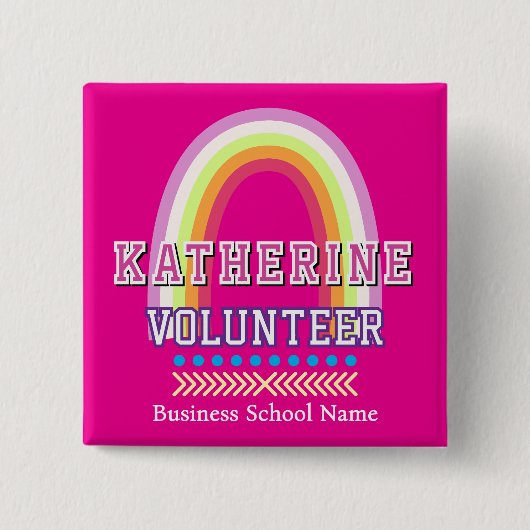 Regenbogen Freiwilliger Hot Pink Button (Vorderseite)
