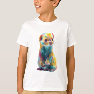 Regenbogen-Frettchen-Wiesel-Illustration Kinder T-Shirt
