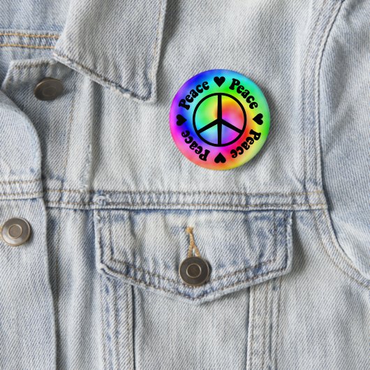 Regenbogen-Friedens-u. Liebe-Knopf Button (Beispiel)