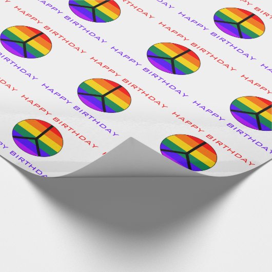 Regenbogen-Friedensc$zeichen-glücklicher Geschenkpapier (Ecke)
