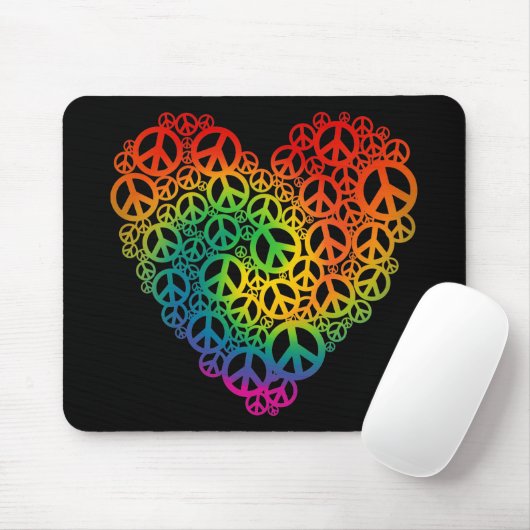 Regenbogen-Friedensherz Mousepad (Mit Mouse)