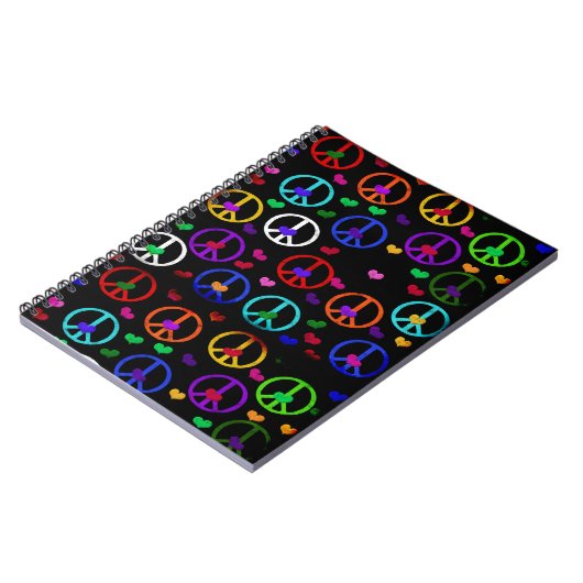 Regenbogen-Friedensherzen Notizblock (Linke Seite)