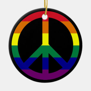 Regenbogen-Friedensschmuck Keramik Ornament