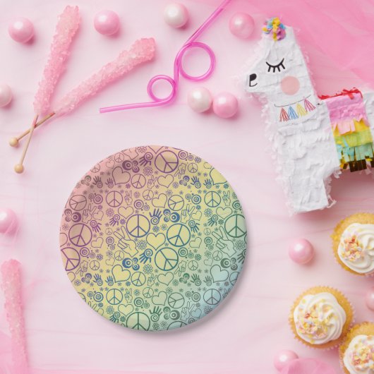 Regenbogen-Friedenssymbol-Entwurfs-Muster Pappteller (Party)