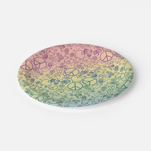 Regenbogen-Friedenssymbol-Entwurfs-Muster Pappteller (Schrägansicht)