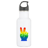 Regenbogen-Friedenszeichen 16 Unze Edelstahlflasche (Vorderseite)