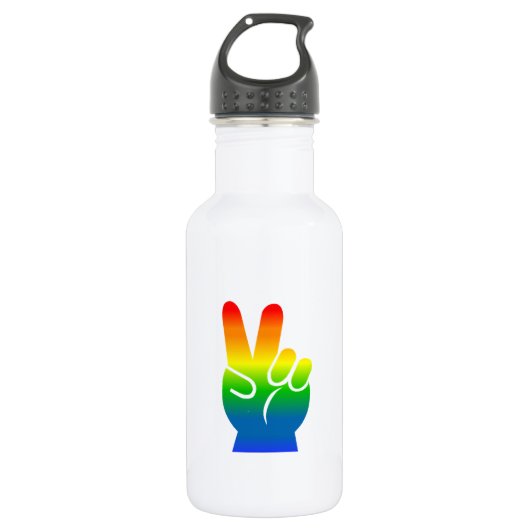 Regenbogen-Friedenszeichen 16 Unze Edelstahlflasche (Vorderseite)