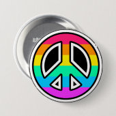 Regenbogen-Friedenszeichen-Button Button (Vorne & Hinten)