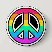 Regenbogen-Friedenszeichen-Button Button (Vorderseite)