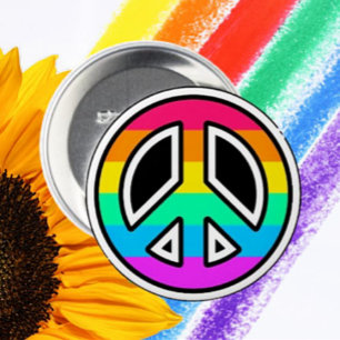 Regenbogen-Friedenszeichen-Button Button