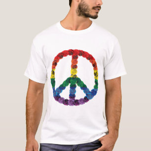 Regenbogen-Friedenszeichen gemacht aus Rosen-T - T-Shirt