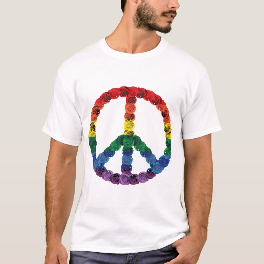 Regenbogen-Friedenszeichen gemacht aus Rosen-T - T-Shirt (Vorderseite)