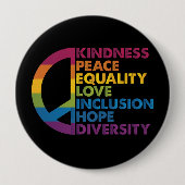 Regenbogen-Friedenszeichen-Gütigkeeit-Gleichheits- Button (Vorderseite)