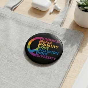 Regenbogen-Friedenszeichen-Gütigkeeit-Gleichheits- Button
