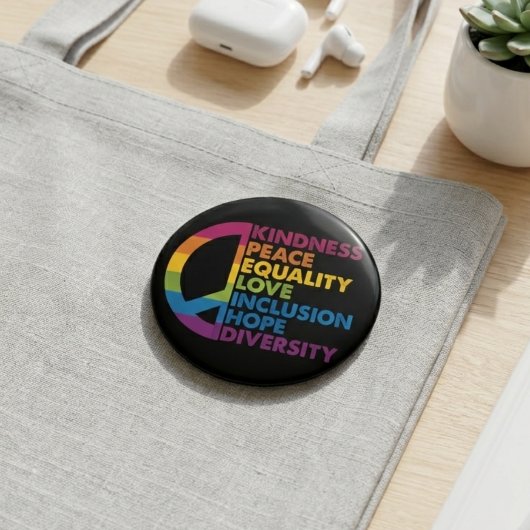 Regenbogen-Friedenszeichen-Gütigkeeit-Gleichheits- Button