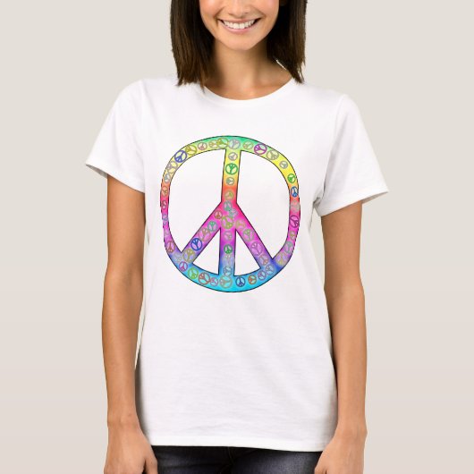 Regenbogen-Friedenszeichen innen T-Shirt (Vorderseite)
