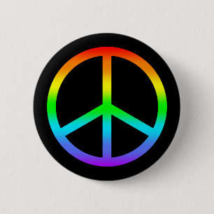 Regenbogen-Friedenszeichen-Knopf Button