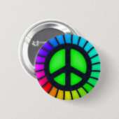 Regenbogen-Friedenszeichen-Knopf Button (Vorne & Hinten)