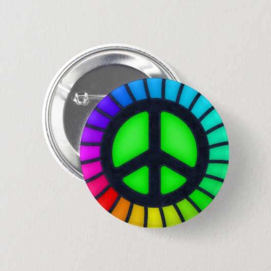 Regenbogen-Friedenszeichen-Knopf Button (Vorne & Hinten)