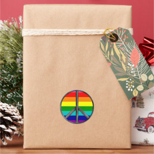Regenbogen-Friedenszeichen LGBTQ-Stolzsymbol Runder Aufkleber