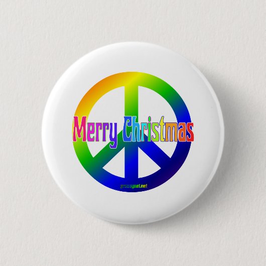 Regenbogen-Friedenszeichen mit frohen Weihnachten! Button (Vorderseite)